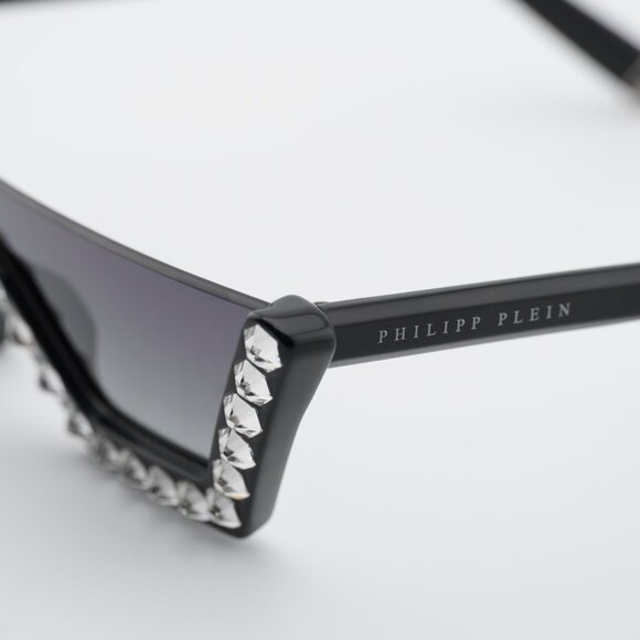 Philipp Plein SPP031S 0700 Sunglasses Black Shield Frame, Grey Lenses - Picture 2 of 11